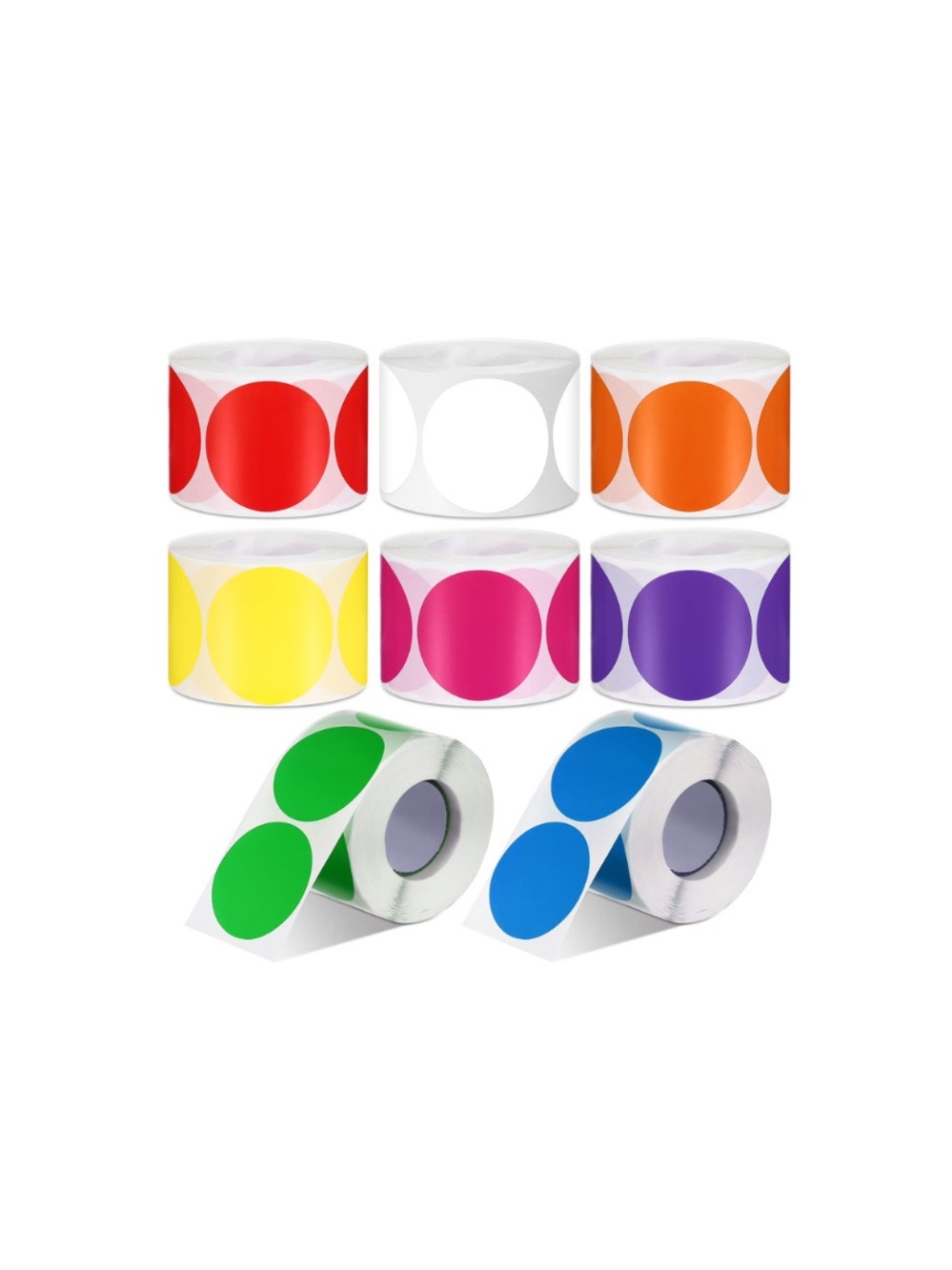 500 Thermal Sticker Roll - 2 Inches Stickers Multi Colors - 1 Roll Your Choice